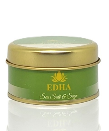 Sea Salt & Sage Tin Jar Candle  | 100% Soy  Wax |  85gm  | 12-Hour Burn