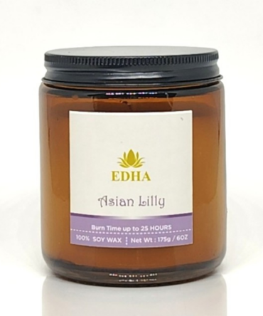 Aromatherapy Mason Jar Candle with Screw Lid | 175g 100% Soy Wax | 25-Hour Burn | Asian Lilly