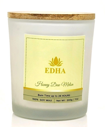 Honey Dew Melon Glass Jar Candle | 100% Natural Soy Wax | 200g / 7Oz