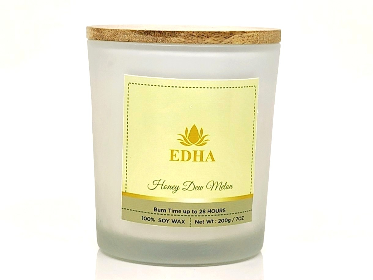 Honey Dew Melon Glass Jar Candle | 100% Natural Soy Wax | 200g / 7Oz